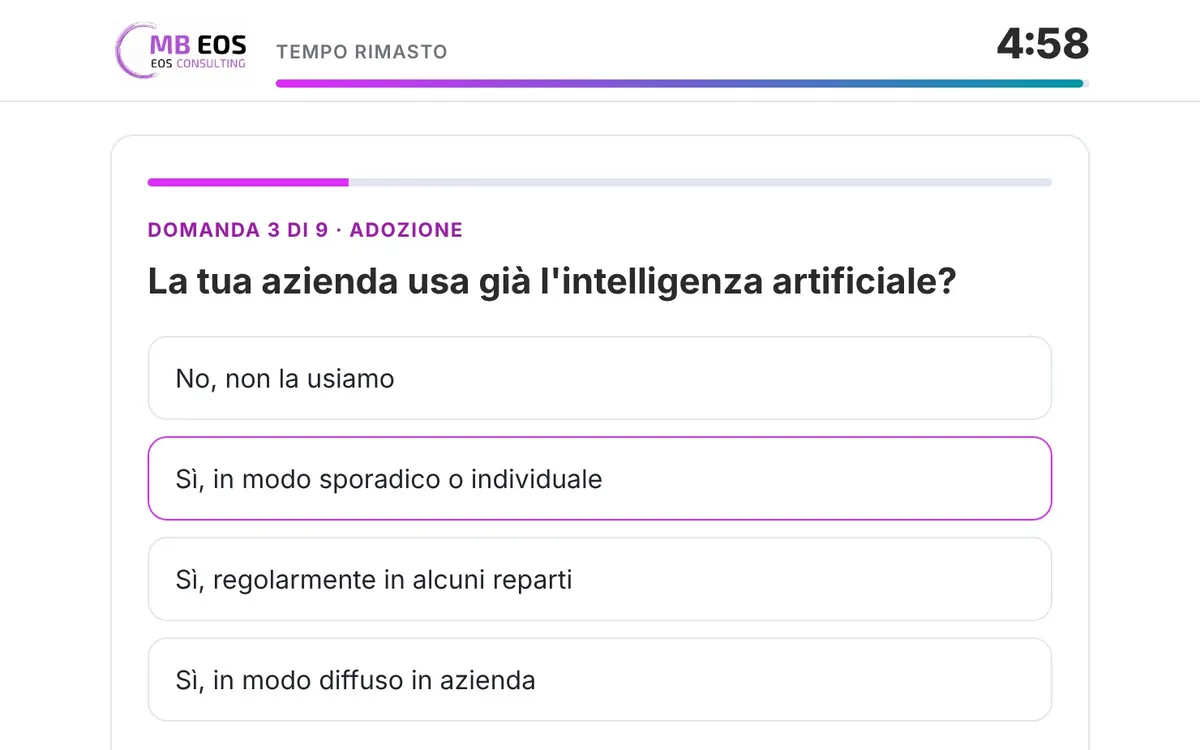 Una domanda sulla maturità sull'IA: si risponde con un tocco
